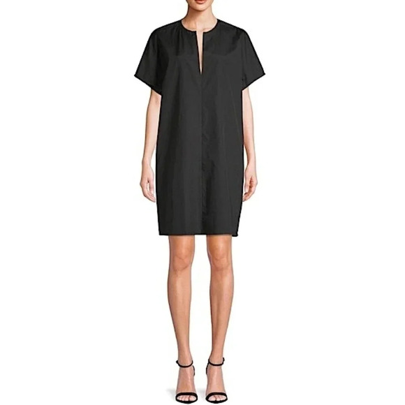 VINCE Classic Black Cotton Poplin Popover Dress - Size Small - Picture 1 of 8